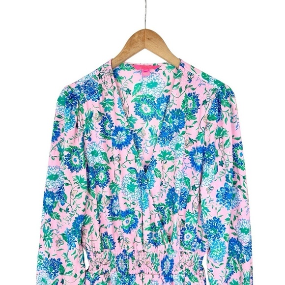Lilly Pulitzer Cristiana floral long-sleeve dress Conch Shell Pink Rumor Has It - Picture 4 of 16